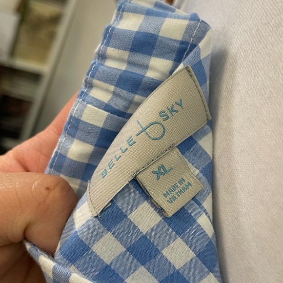 5 for 25 Belle Sky Off the Shoulder Blue Gingham Checkered Strappy 100% Cotto XL - Picture 5 of 6